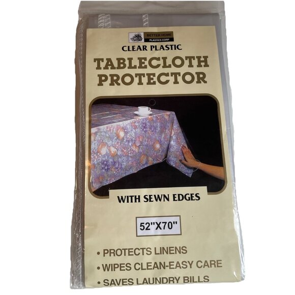 Vintage Better Home Clear Plastic Tablecloth Protector 52X70" Protects Linen NOS - Picture 1 of 4